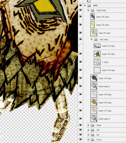 Photoshop screen-shot of texture and color layers Photoshop screen-shot of texture and color layers