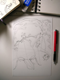 Pencil under-drawing Pencil under-drawing