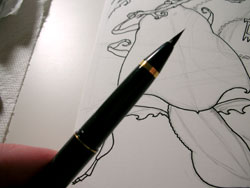 Close-up of brush pen